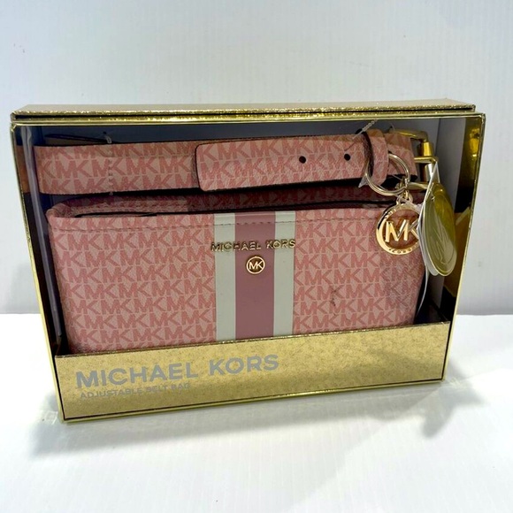 MICHAEL KORS Belt Bag MK Logo PINK Tone Fanny Bag Size (S/M) New In Gift Box 🎁 - Picture 10 of 10